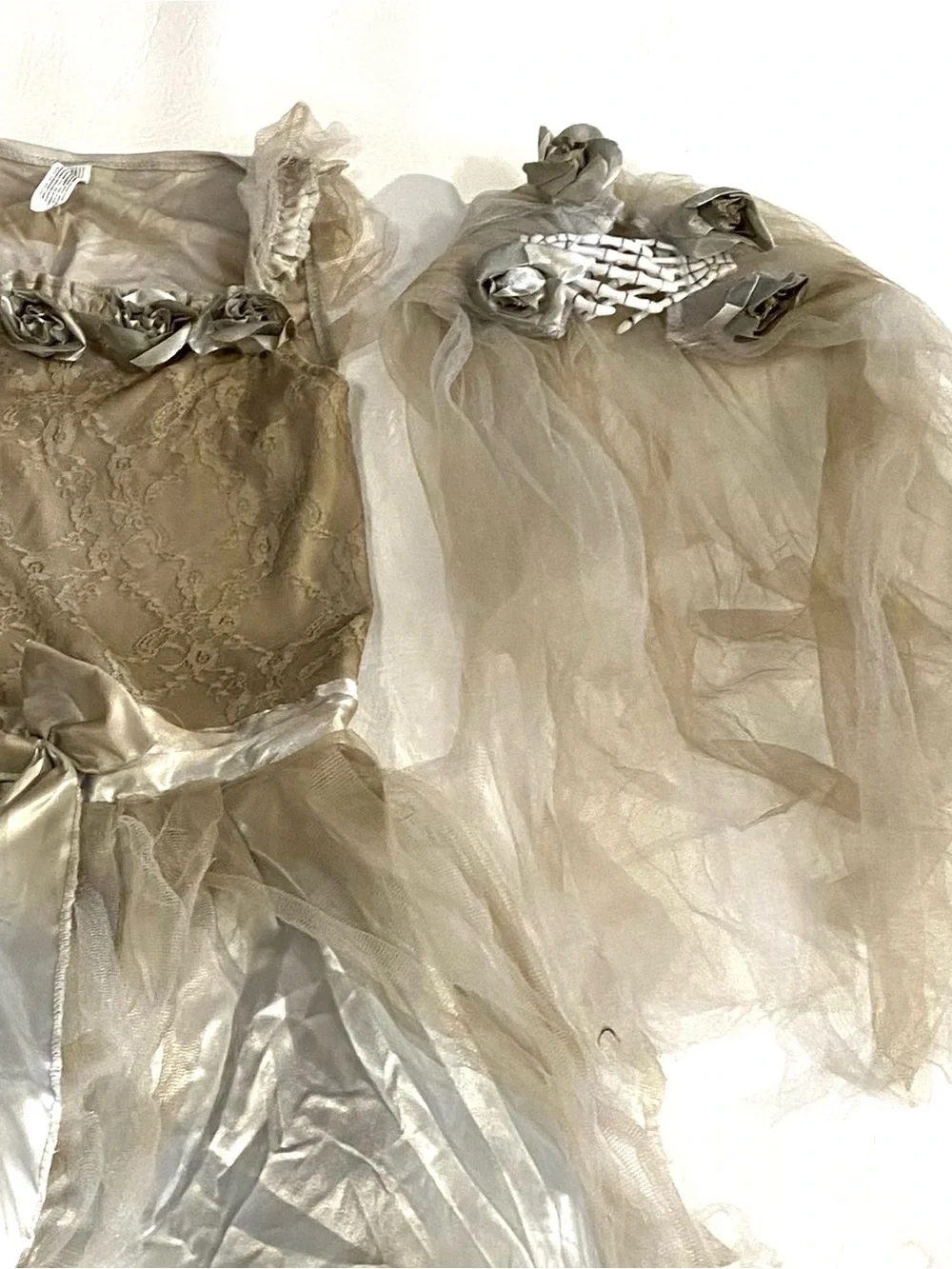 Girl’s Haunted Ghost Bride Halloween Costume Dress with Veil